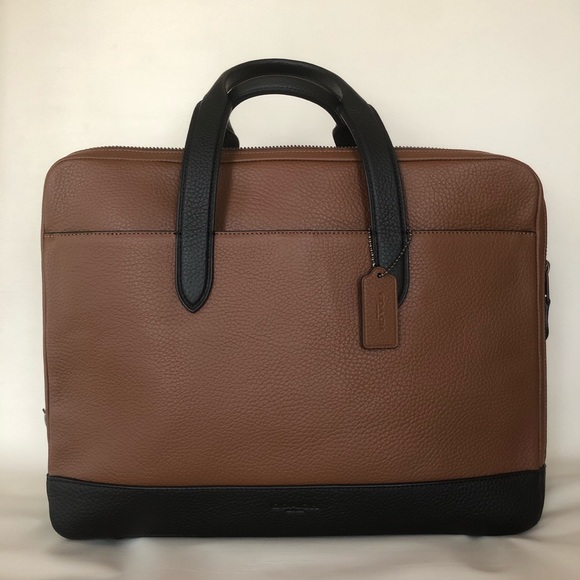 COACH Hamilton Seddle/Black Leather Day Brief - Picture 1 of 8
